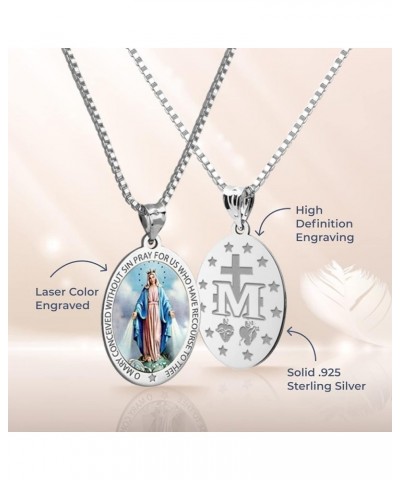 Miraculous Medal Necklace Catholic Virgin Mary Pendant Round Pendants for Women & Men Crafted in 10K/14K Yellow or White Gold...