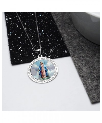 Miraculous Medal Necklace Catholic Virgin Mary Pendant Round Pendants for Women & Men Crafted in 10K/14K Yellow or White Gold...