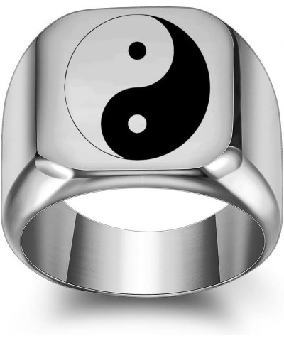 Tai Chi Yin Yang Band Ring Stainless Steel Ba Gua Balance Taoism Zen Spirit Talisman Signet Religion Statement Signet Chunky ...