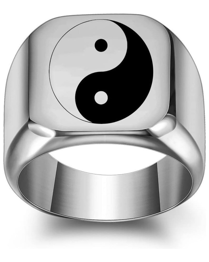 Tai Chi Yin Yang Band Ring Stainless Steel Ba Gua Balance Taoism Zen Spirit Talisman Signet Religion Statement Signet Chunky ...