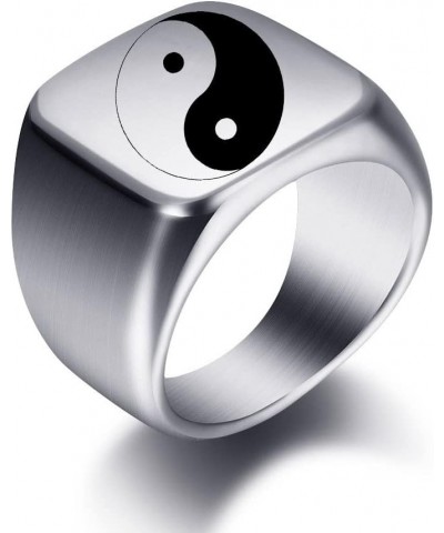 Tai Chi Yin Yang Band Ring Stainless Steel Ba Gua Balance Taoism Zen Spirit Talisman Signet Religion Statement Signet Chunky ...