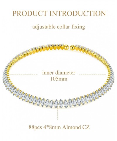 Yellow Gold Plated Cubic Zirconia Choker Necklaces for Women and Girls, Sparkling Rhinestone Tennis Necklace Fake Diamond Cha...