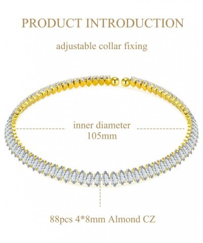 Yellow Gold Plated Cubic Zirconia Choker Necklaces for Women and Girls, Sparkling Rhinestone Tennis Necklace Fake Diamond Cha...