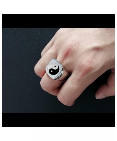 Tai Chi Yin Yang Band Ring Stainless Steel Ba Gua Balance Taoism Zen Spirit Talisman Signet Religion Statement Signet Chunky ...