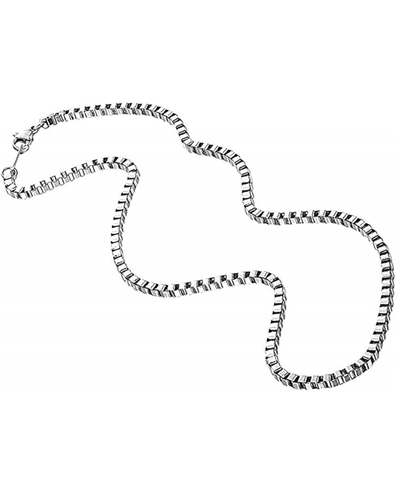 Stainless Steel Square Box Chain Link Necklace White 3mm wide 18.0 Inches $10.99 Necklaces