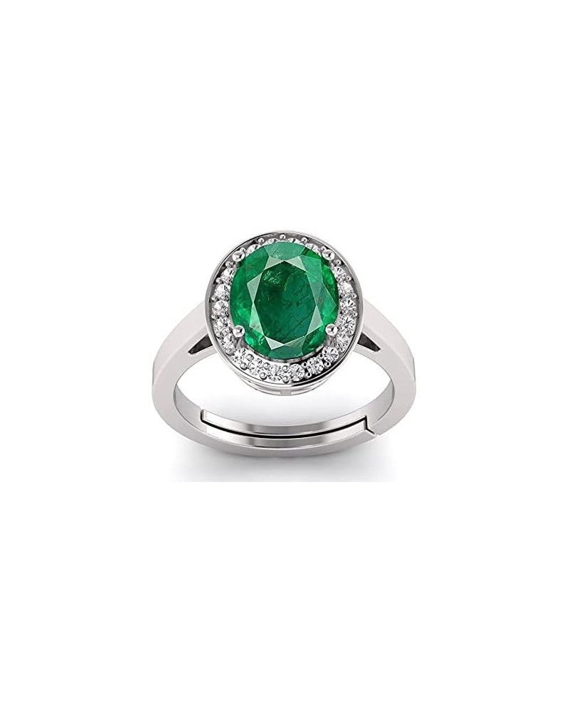 Natural 10.25 Ratti Lab Certified Emerald Panna 925 Sterling Silver Oval Shape Solitaire Adjustable Ring $26.00 Rings