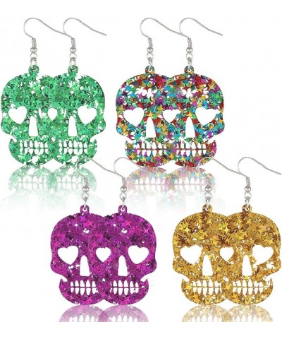 Halloween Bead Drop Dangle Earrings for Women Girls Dead of the Dead Handmade Earrings Jewelry Gift 4PCS $6.50 Earrings