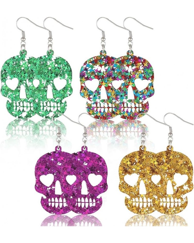 Halloween Bead Drop Dangle Earrings for Women Girls Dead of the Dead Handmade Earrings Jewelry Gift 4PCS $6.50 Earrings