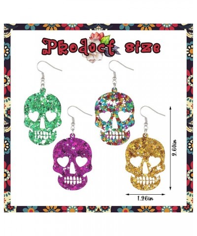 Halloween Bead Drop Dangle Earrings for Women Girls Dead of the Dead Handmade Earrings Jewelry Gift 4PCS $6.50 Earrings