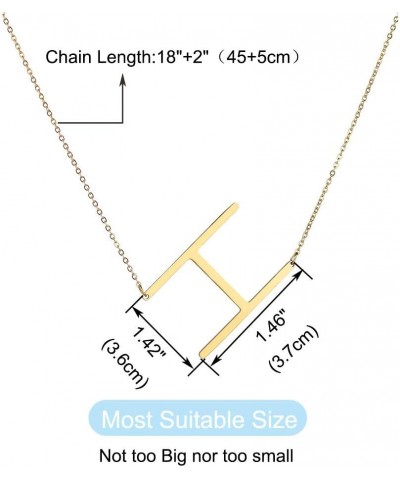 Initial Letter Necklace Gold Plated Stainless Steel Alphabet Sideways Personalized Necklace Name Jewelry Chain H $6.88 Necklaces