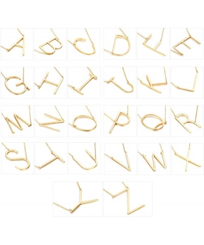 Initial Letter Necklace Gold Plated Stainless Steel Alphabet Sideways Personalized Necklace Name Jewelry Chain H $6.88 Necklaces