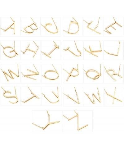 Initial Letter Necklace Gold Plated Stainless Steel Alphabet Sideways Personalized Necklace Name Jewelry Chain H $6.88 Necklaces