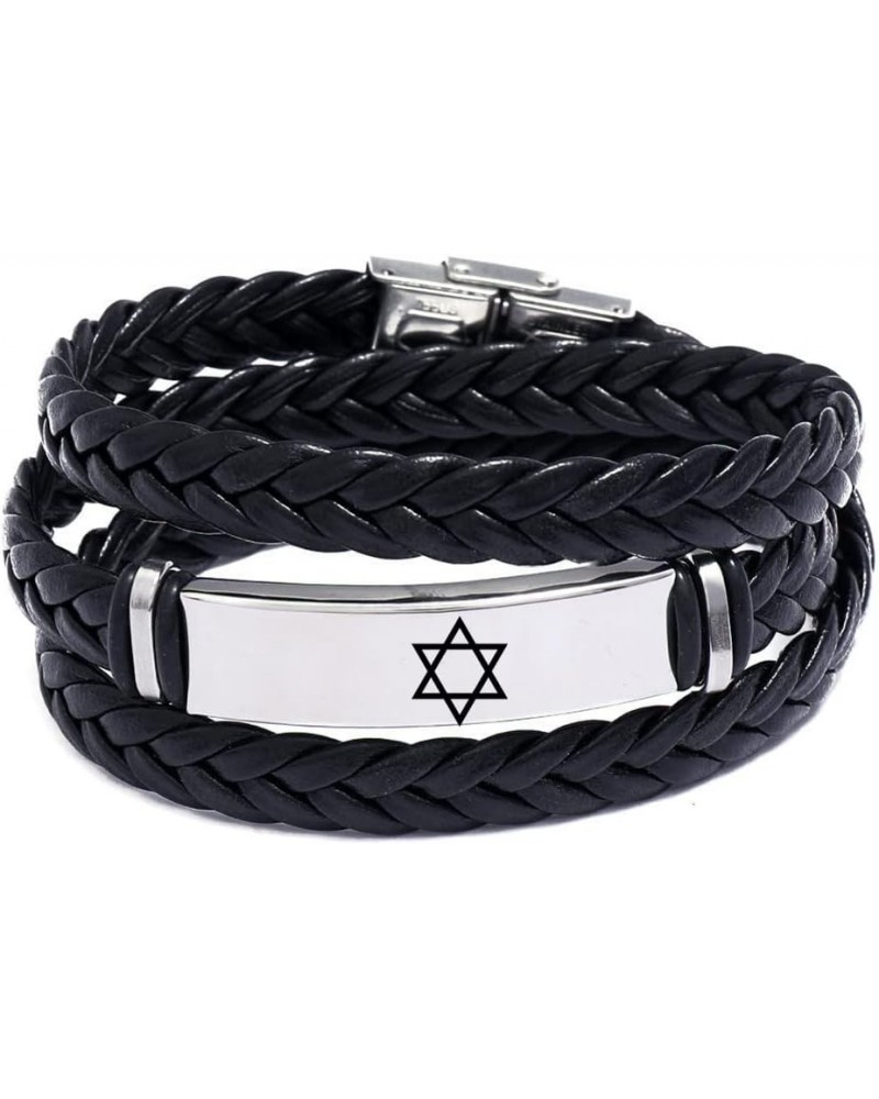 Star Of David Jewish Bracelet Religious Jerusalem Mogen David Star Leather Bracelet Women Men Judaica Hebrew Israel Faith Han...