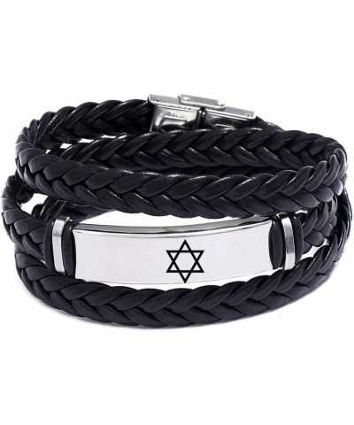 Star Of David Jewish Bracelet Religious Jerusalem Mogen David Star Leather Bracelet Women Men Judaica Hebrew Israel Faith Han...