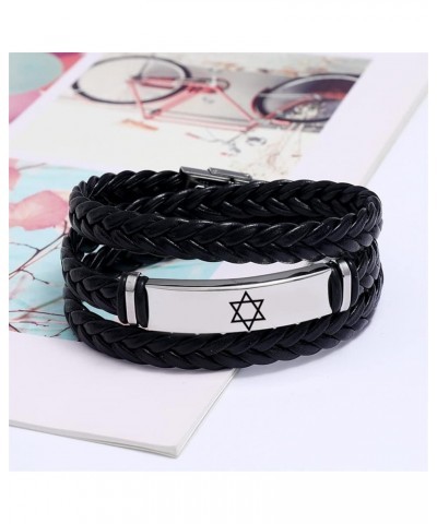 Star Of David Jewish Bracelet Religious Jerusalem Mogen David Star Leather Bracelet Women Men Judaica Hebrew Israel Faith Han...