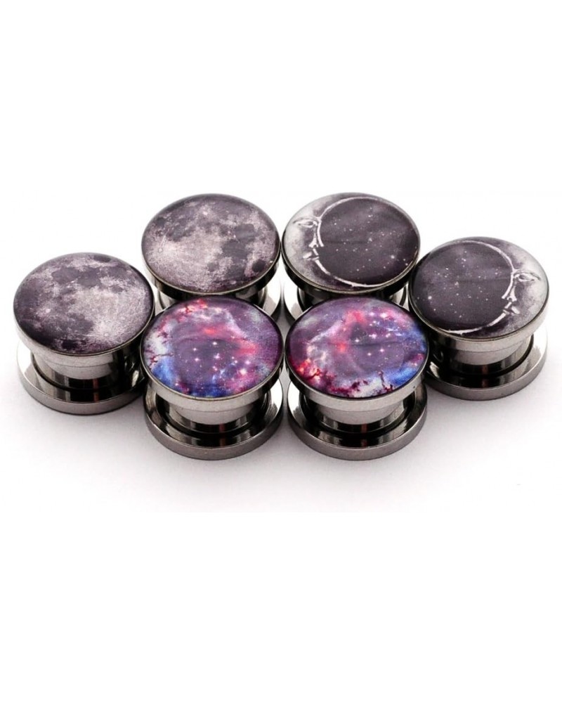 Set of 3 pairs Screw on Picture Plugs - Set 1 - (Full Moon, Moon Style 2, Galaxy) - All 3 pairs included 00g (10mm) $11.13 Bo...