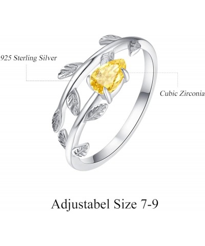 925 Sterling Silver Leaf Birthstone Rings Adjustable Open Ring for Women with Jewelry Box Size 7-9 11. November $14.96 Rings