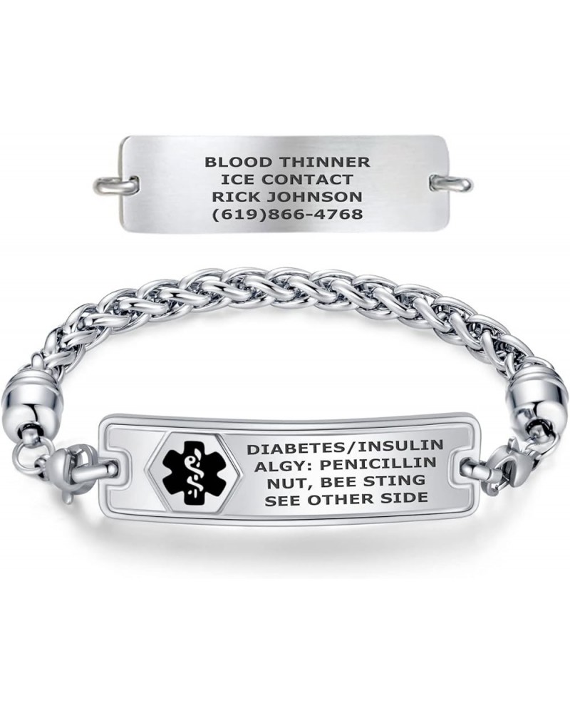 Custom Engraved Medical Alert Bracelets for Women, Stainless Steel Medical Bracelet, Medical ID Bracelet w/Free Engraving – C...