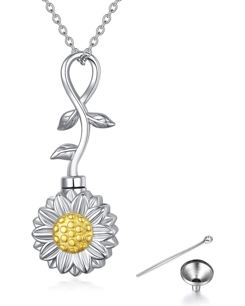 Cremation Jewelry, 925 Sterling Silver Urn Necklace for Ashes Sunflower, Rose, Lily, Hummingbird & Sunflower, Rose & Ladybug,...