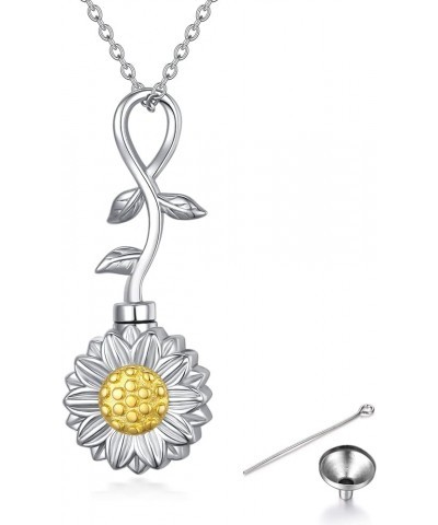 Cremation Jewelry, 925 Sterling Silver Urn Necklace for Ashes Sunflower, Rose, Lily, Hummingbird & Sunflower, Rose & Ladybug,...