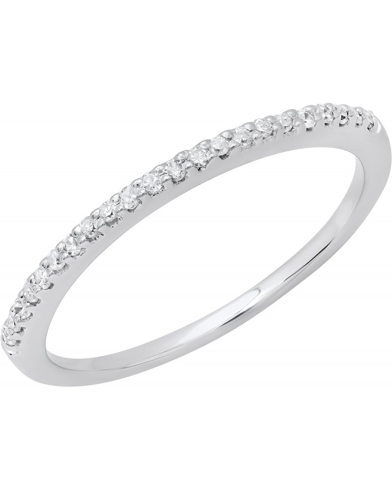 Round White Diamond Dainty Wedding Band for Women (0.12 ctw, Color I-J, Clarity I1-I2) in 14K White Gold, Size 5.5 $69.53 Bra...