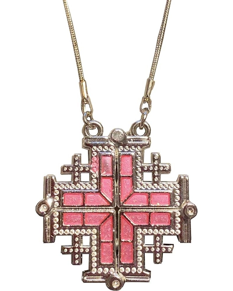 Two-Way Magnetic Jerusalem Cross Pendant Necklace - 6 Colors - Green RED Blue Pink Black Purple - Made in Bethlehem Green $22...