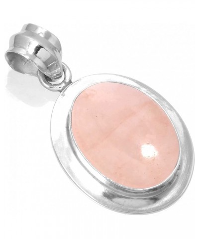 925 Sterling Silver Handmade Pendant for Women 12x16 Oval Gemstone Statement Jewelry for Gift (99534_P) Rose Quartz $22.49 Pe...