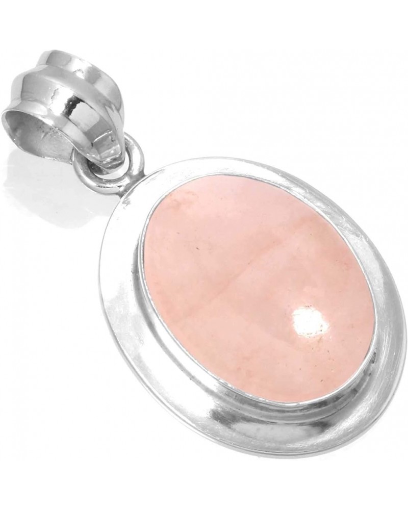 925 Sterling Silver Handmade Pendant for Women 12x16 Oval Gemstone Statement Jewelry for Gift (99534_P) Rose Quartz $22.49 Pe...