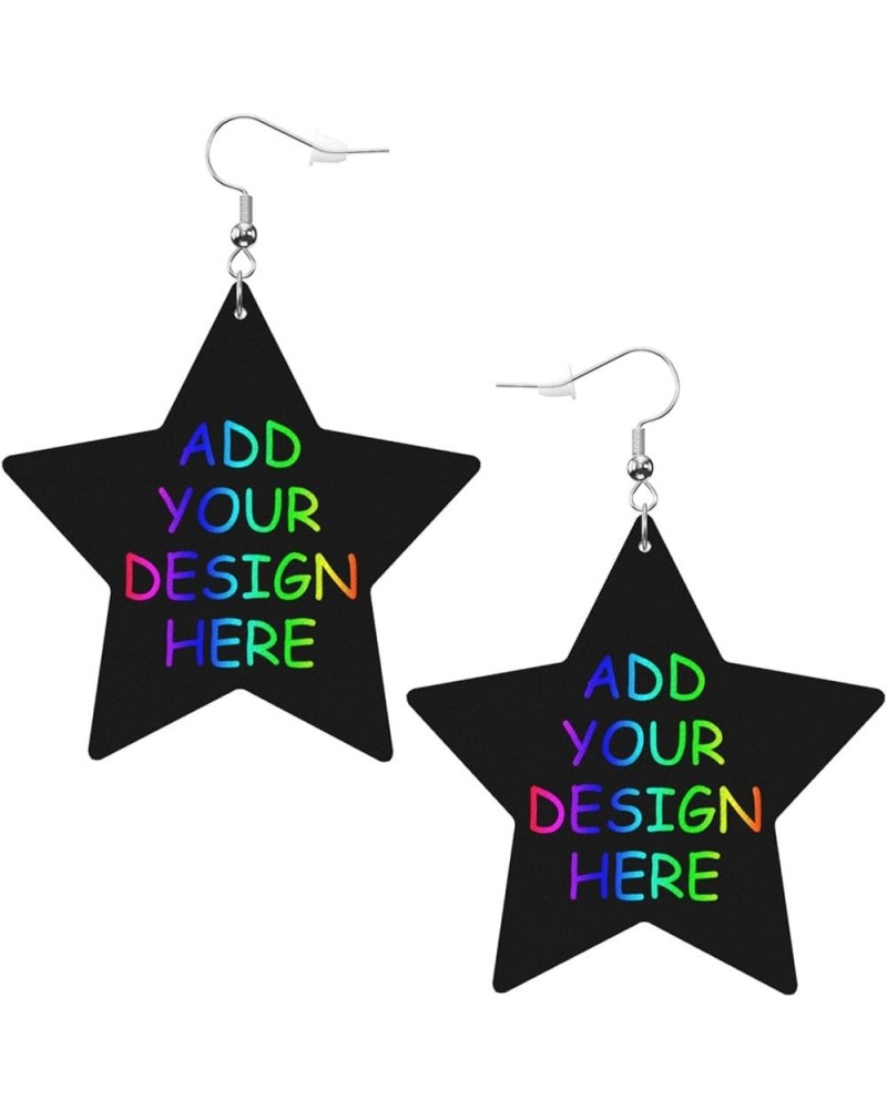 Custom Leather Earrings Personalized Customized Photos Text Picture Drop Dangle Earrings for Women Girls star shape Black 3 $...