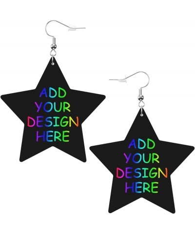 Custom Leather Earrings Personalized Customized Photos Text Picture Drop Dangle Earrings for Women Girls star shape Black 3 $...