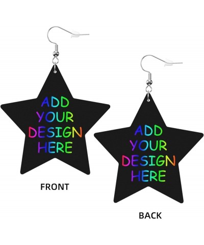 Custom Leather Earrings Personalized Customized Photos Text Picture Drop Dangle Earrings for Women Girls star shape Black 3 $...