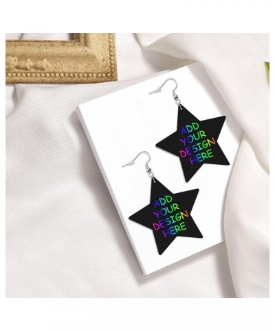 Custom Leather Earrings Personalized Customized Photos Text Picture Drop Dangle Earrings for Women Girls star shape Black 3 $...