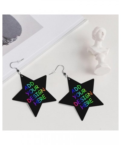 Custom Leather Earrings Personalized Customized Photos Text Picture Drop Dangle Earrings for Women Girls star shape Black 3 $...