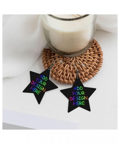 Custom Leather Earrings Personalized Customized Photos Text Picture Drop Dangle Earrings for Women Girls star shape Black 3 $...