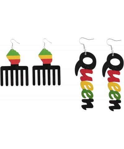 Juneteenth African Earrings African Map Wooden Earrings for Women,2Pairs Black History Earrings Black Lives Matter Earrings S...