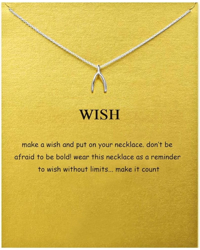 Friendship Anchor Compass Necklace Good Luck Elephant Pendant Chain Necklace with Message Card Gift Card Silver Fishbone $7.9...