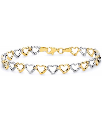 14k REAL Two Tone Gold Heart Bracelet with Lobster Claw Clasp - 7.5 $107.78 Bracelets