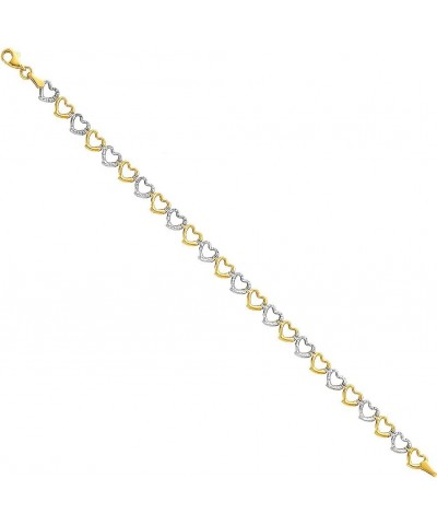 14k REAL Two Tone Gold Heart Bracelet with Lobster Claw Clasp - 7.5 $107.78 Bracelets