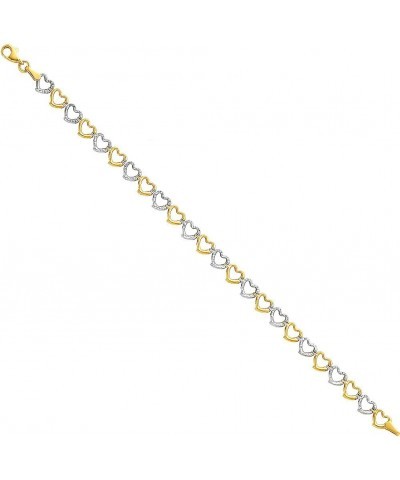 14k REAL Two Tone Gold Heart Bracelet with Lobster Claw Clasp - 7.5 $107.78 Bracelets