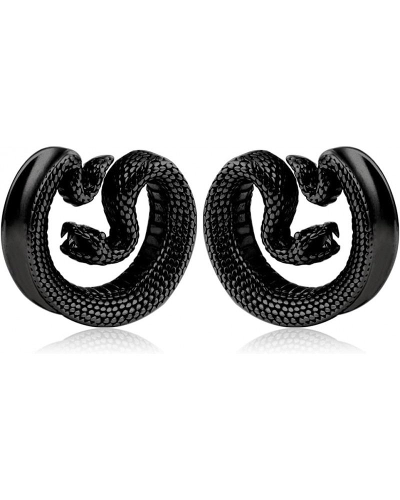 2 PCS 8mm-25mm Hypoallergenic 316 Stainless Steel Snake Vintage Saddle Plugs Weight Hangers Ear Gauges Tunnels Piercing Expan...