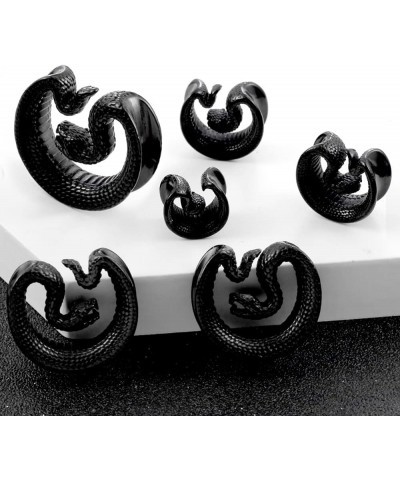 2 PCS 8mm-25mm Hypoallergenic 316 Stainless Steel Snake Vintage Saddle Plugs Weight Hangers Ear Gauges Tunnels Piercing Expan...