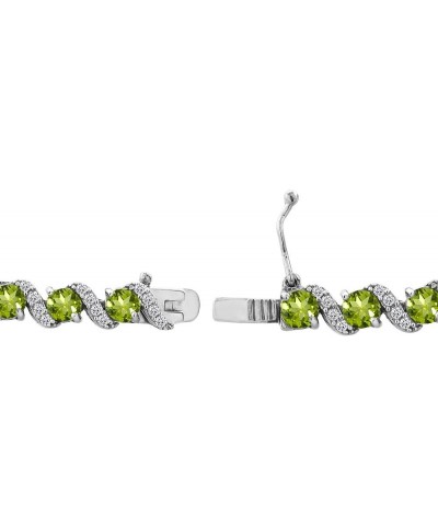 Sterling Silver Genuine, Created or Simulated Gemstone Round S Design Tennis Bracelet for Women Peridot - Sterling Silver $41...