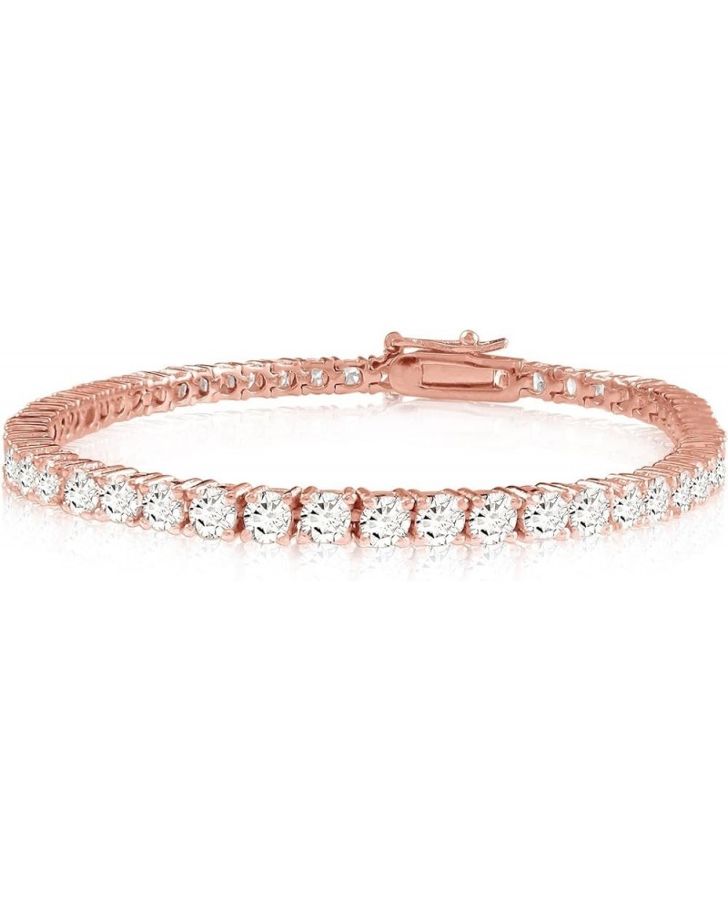 1-20 Carat LAB GROWN Classic Diamond Tennis Bracelet 4 Prong Ultra Premium Collection (E-F Color, VS2-SI1 Clarity) Rose Gold ...