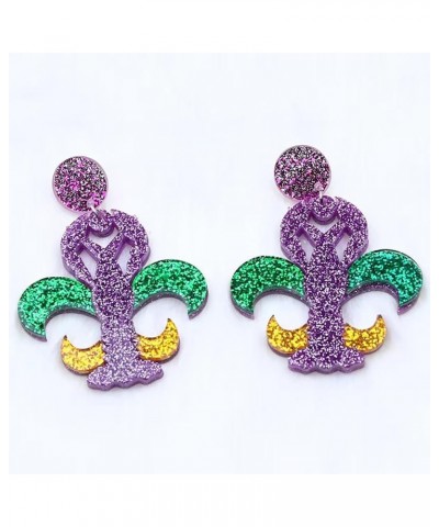 Mardi Gras Earrings for Women Mardi Gras Colorful Acrylic Drop Earrings Carnival Theme Beads Crocodile Lobster Star Balloon D...