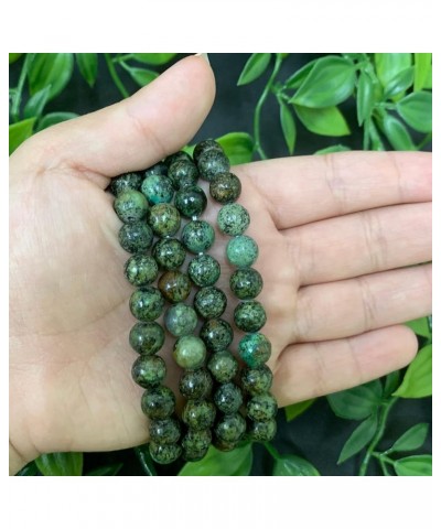 8mm Natural Round Gemstone Energy Power Crystal Beads Handmade Elastic Stretch Unisex Bracelet One Size Fits All african turq...