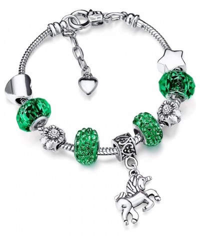 Unicorn Sparkly Crystal Charm Bracelet Bangle with Gift Box Set for Girl Lady Green 16 cm/ 6.3 Inches $7.00 Bracelets