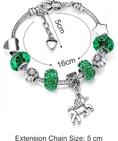 Unicorn Sparkly Crystal Charm Bracelet Bangle with Gift Box Set for Girl Lady Green 16 cm/ 6.3 Inches $7.00 Bracelets