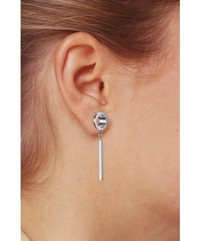 Minimalist Vertical Bar Geometric Dangle Ear Tunnels Surgical Steel Expander Dangle Gauges Stretcher Piercing Silver $8.57 Bo...