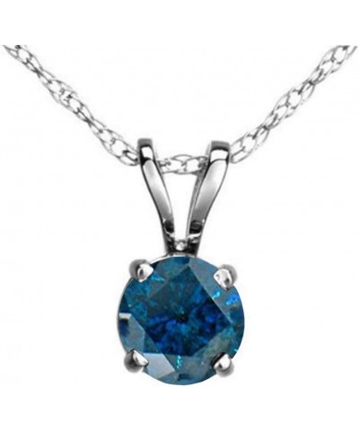 0.25 Carat (ctw) 14K Gold Round Blue Diamond Ladies Solitaire Pendant 1/4 CT With Silver Chain White Gold $84.09 Pendants