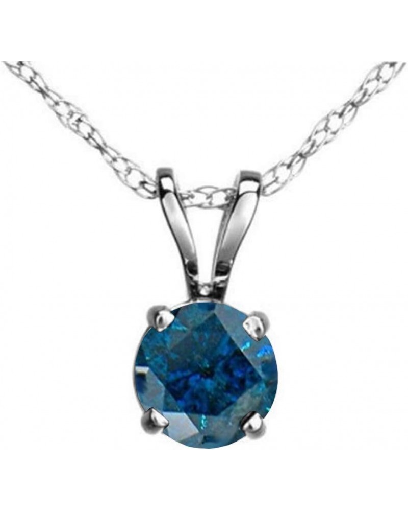 0.25 Carat (ctw) 14K Gold Round Blue Diamond Ladies Solitaire Pendant 1/4 CT With Silver Chain White Gold $84.09 Pendants